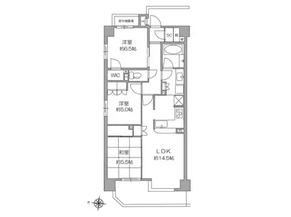 グランスイート浦和常盤(3LDK/2階)の間取り写真