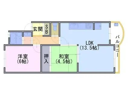 北前田マンション(2LDK/1階)の間取り写真