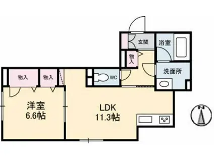 シャーメゾンステージ宇品東(1LDK/1階)の間取り写真