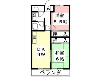 ホワイトピア(2DK/4階)の間取り写真