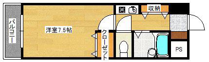 ステューディオせせらぎ(1K/2階)の間取り写真