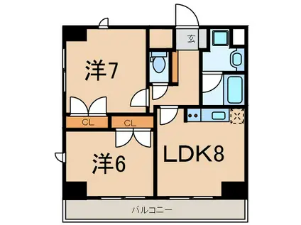 ルーブル三田(2LDK/10階)の間取り写真