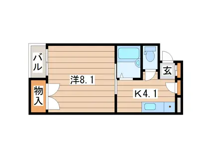 ＪＲ信越本線 新潟駅 徒歩20分 2階建 築31年(1K/1階)の間取り写真