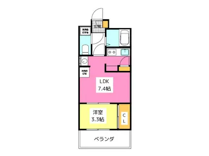エステート・モア 平尾堀川(1LDK/6階)の間取り写真