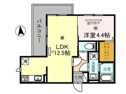 D-ROOM宇須 輝(1LDK/2階)の間取り写真