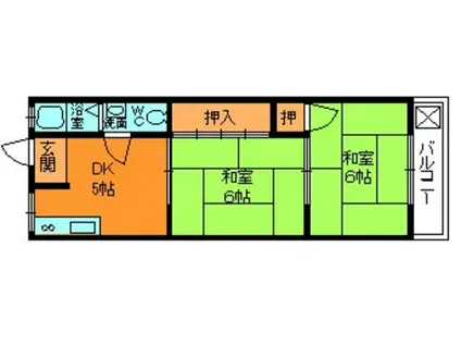 岡田ビル(2DK/3階)の間取り写真