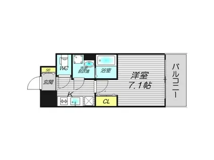 レジュールアッシュ梅田北(1K/11階)の間取り写真