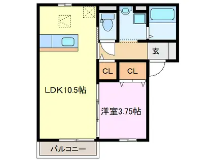 サードニックス(1LDK/1階)の間取り写真