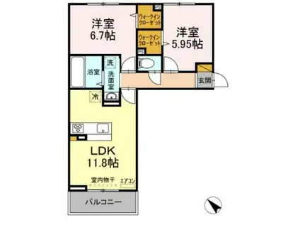 オテール・ロッシュIII I(2LDK/3階)の間取り写真