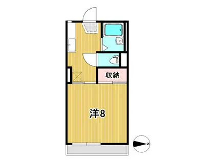 ディアコート美かの(1K/1階)の間取り写真