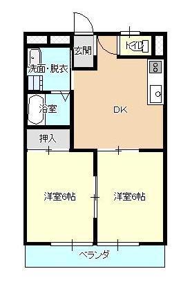 メゾンパークサイド(2DK/2階)の間取り写真