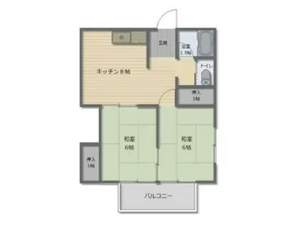 日吉ハイツ(2DK/2階)の間取り写真