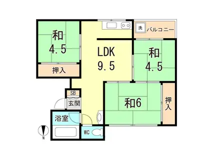 長峰ビル(3DK/4階)の間取り写真