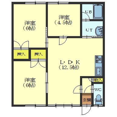 マンションシーリッチ(3LDK/1階)の間取り写真