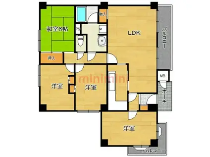 ラジュニール春日丘(4LDK/4階)の間取り写真