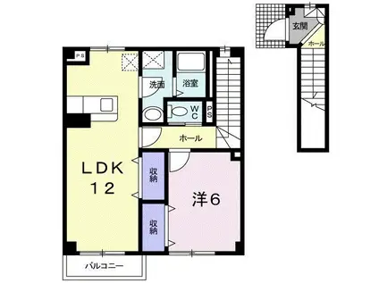 プリムローズI(1LDK/2階)の間取り写真