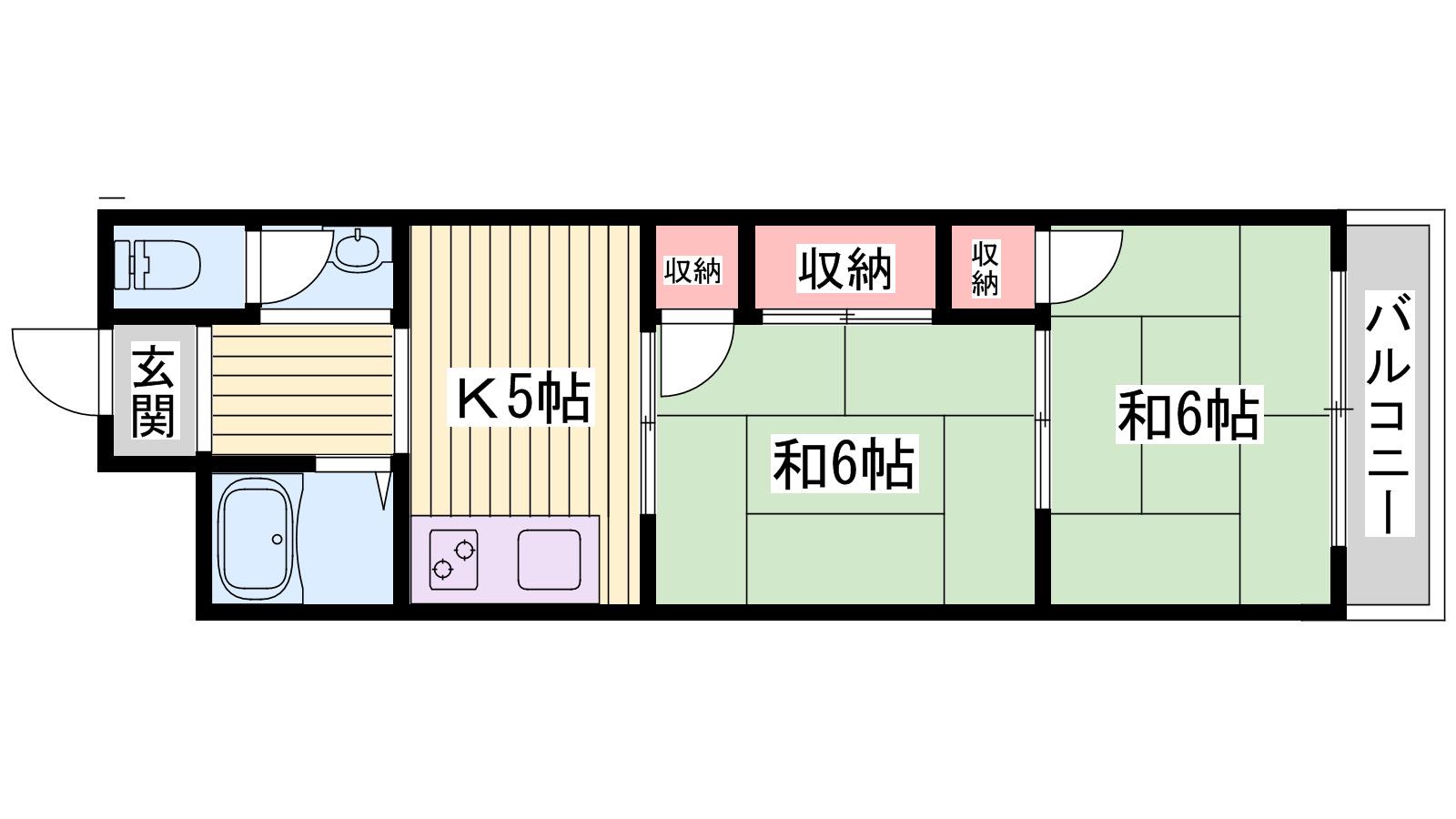フラワーハイツ(2K/2階)の間取り写真