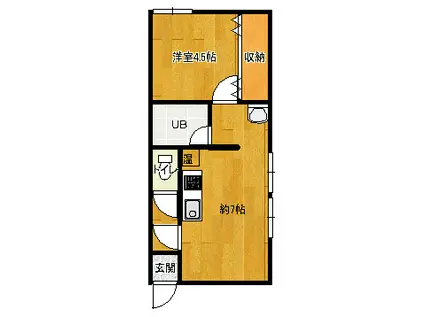 ＪＲ宗谷本線 名寄駅 徒歩16分 2階建 築58年(1DK/2階)の間取り写真