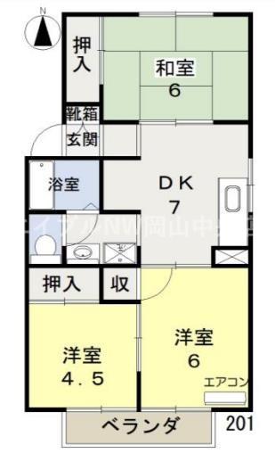 リベルテひらたC棟(3DK/2階)の間取り写真