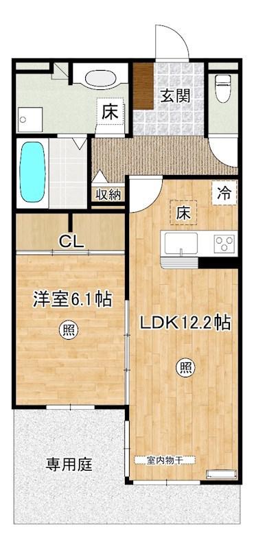 リシェス祇園(1LDK/1階)の間取り写真