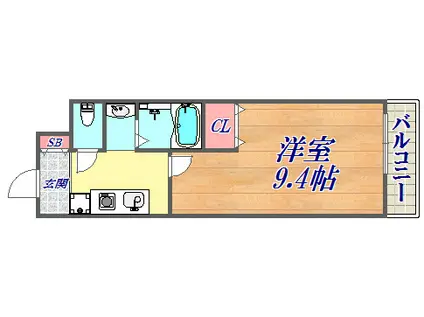 ブリックロード山の手(1K/5階)の間取り写真