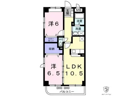クラシオンI(2LDK/2階)の間取り写真