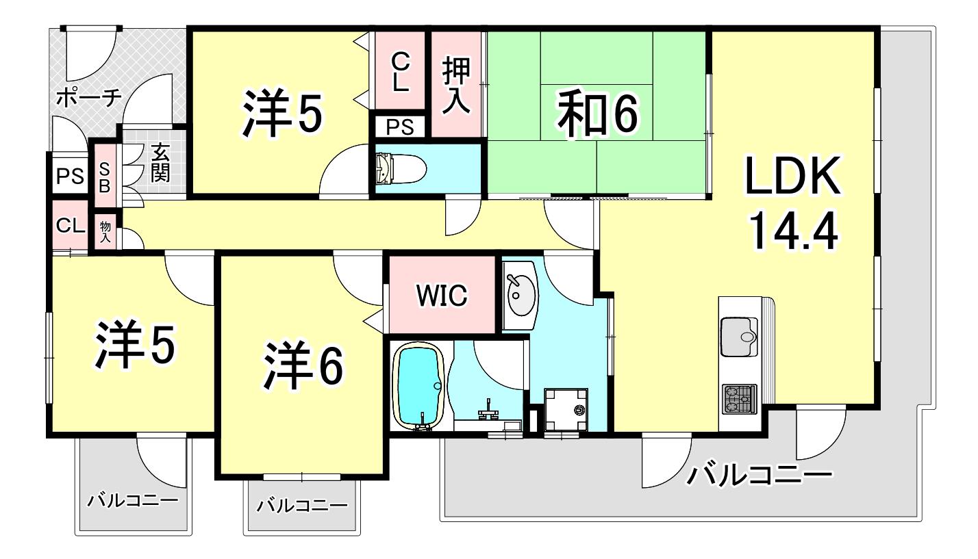 ソフィア垂水高丸ハーティスクエア(4LDK/3階)の間取り写真