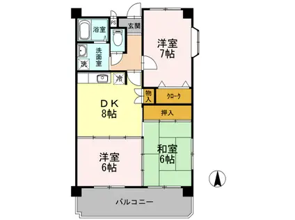 ウエルス富任III(3DK/2階)の間取り写真