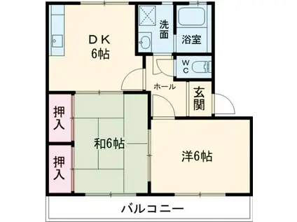 キャッスルNODA B(2DK/1階)の間取り写真