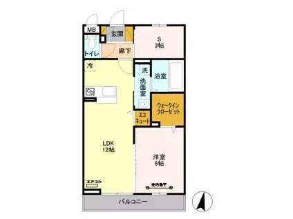 ゴールドパストラルV(1SLDK/2階)の間取り写真