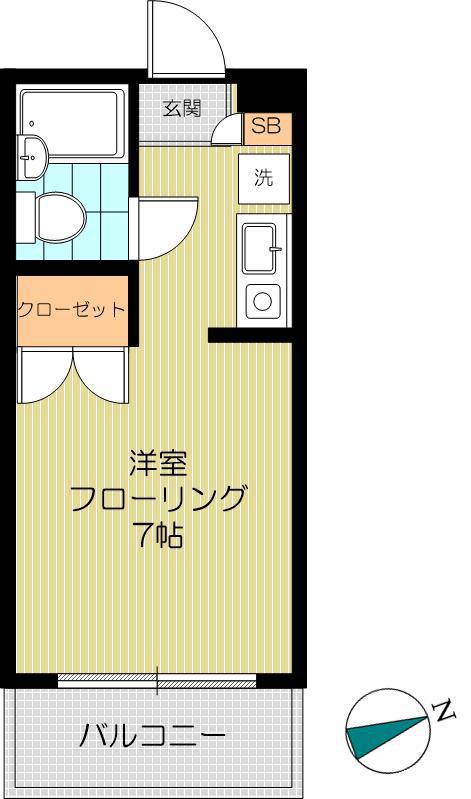YOKE・I(ワンルーム/3階)の間取り写真