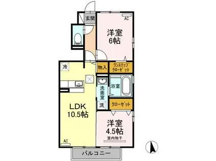 アルシオンB(2LDK/1階)の間取り写真