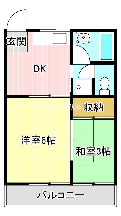 花島ハイツ(2DK/2階)の間取り写真