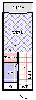 第2三島ハイツ(1K/1階)の間取り写真