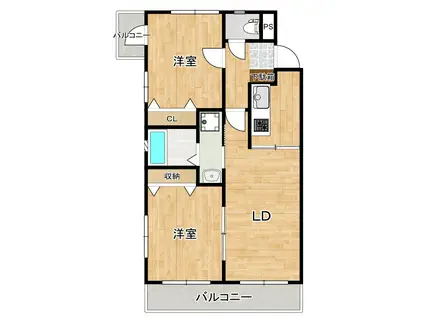 トゥルース(2LDK/4階)の間取り写真