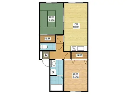 サンシャインプレイスTAKE(2LDK/2階)の間取り写真