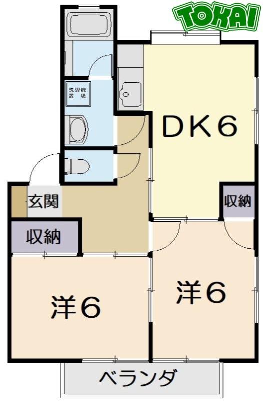 ロイヤルコーポ(2DK/2階)の間取り写真