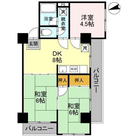 メゾンひまわり(3DK/5階)の間取り写真