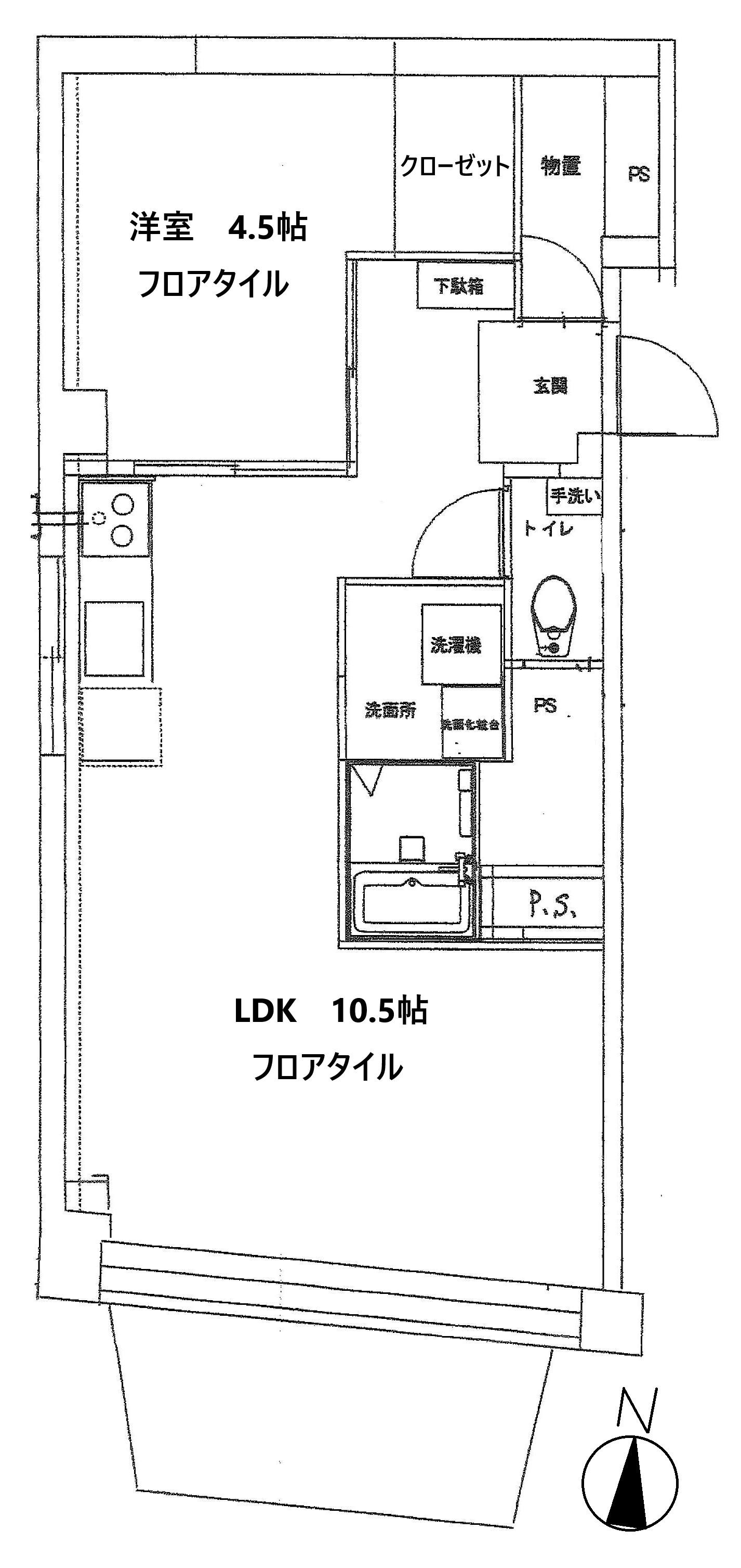 佐藤アパート(1LDK/3階)の間取り写真