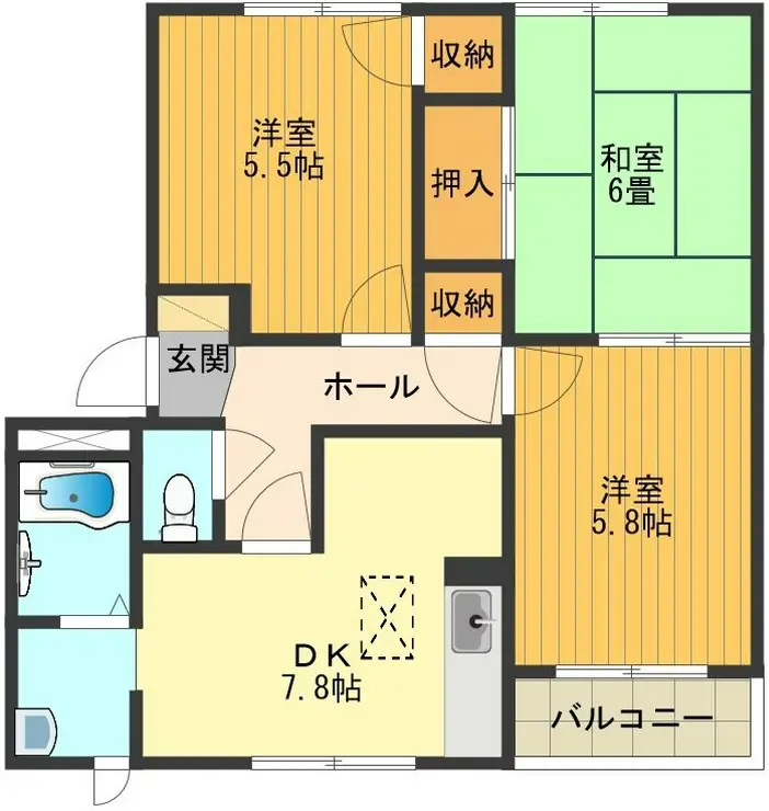 暁ハイツA 1階階 間取り