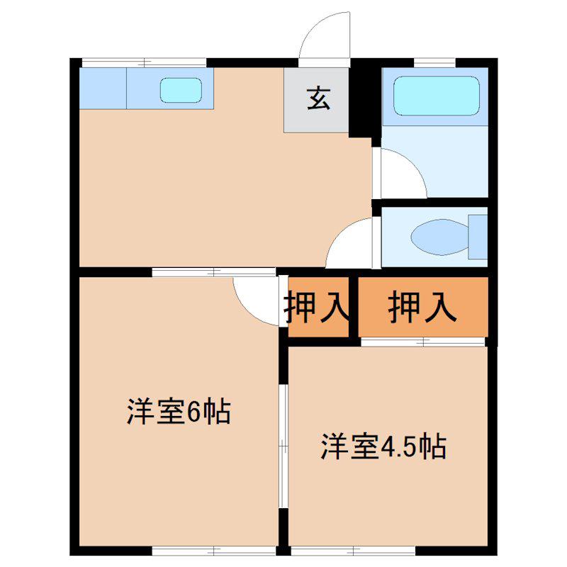 田中コーポ(2DK/1階)の間取り写真