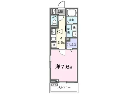 ラピスA(1K/1階)の間取り写真