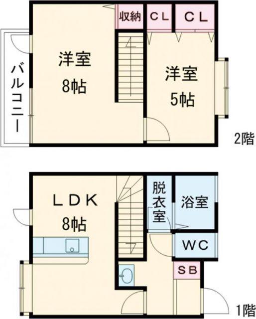 AQUA D棟(2LDK/1階)の間取り写真