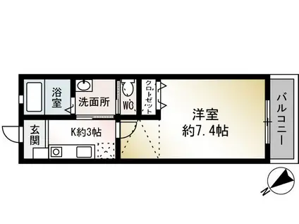 PORTE BONHEUR(1K/2階)の間取り写真