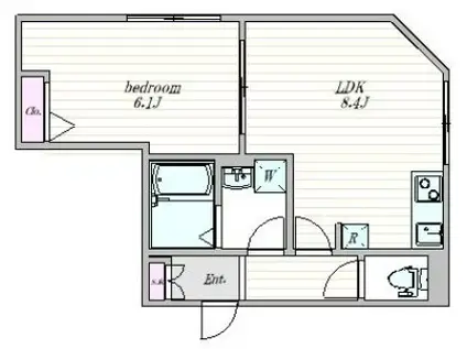 ザ・クラスアーバンス早稲田南(1LDK/1階)の間取り写真