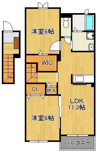フィールドM(2LDK/2階)の間取り写真