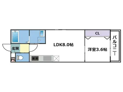 ALEGRIA古川橋II(1LDK/3階)の間取り写真