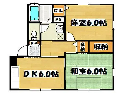 ディアス美和台(2DK/1階)の間取り写真