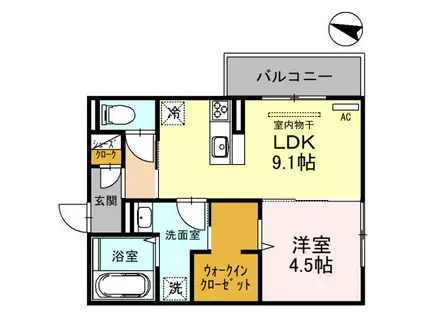 メゾンカリネ(1LDK/3階)の間取り写真