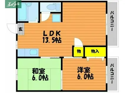 コーポコスモス(2LDK/2階)の間取り写真